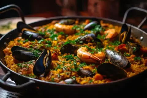 Aromatyczna paella z owocami morza, idealna na rodzinny obiad. Ten paella przepis oryginalny zachwyci każdego!